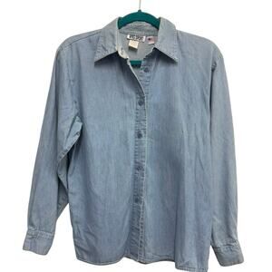Vintage VRG Sport Chambray Shirt USA Made Medium Grunge Faded Button Down